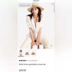 J. CREW Wide-Brim Packable Straw Hat